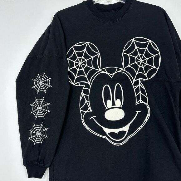 Disney Spirit Jersey Glow Mickey Spider Web Boo Long Sleeve XS Halloween Spooky - Picture 3 of 9